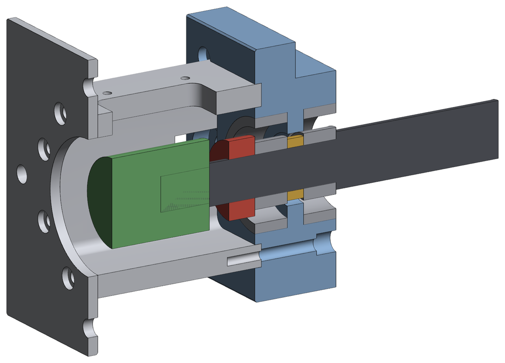 Section view of the Y drive plate with bearing pair